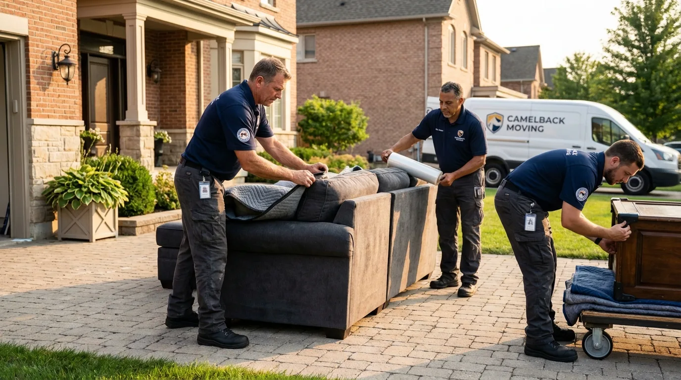 Large estate moving crew wrapping furniture in Sewaren, NJ